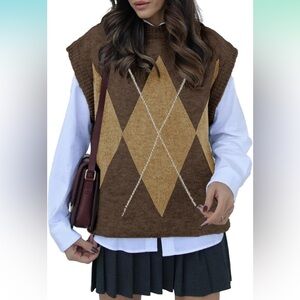 EVALESS Cap Sleeve Sweater Vest/Women Casual Crewneck Color Block Short Sleeve